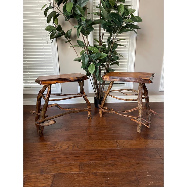Live Edge Cedar Side Tables - a Pair For Sale - Image 11 of 12