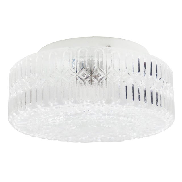 Mid-Century Round Textured Glass Flush Mount For Sale - Image 9 of 12