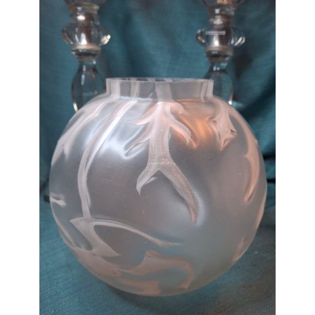 Brass Antique Complete Fostoria No. 17 Glass Kerosene Banquet Lamps Duplex Burner - a Pair For Sale - Image 8 of 18