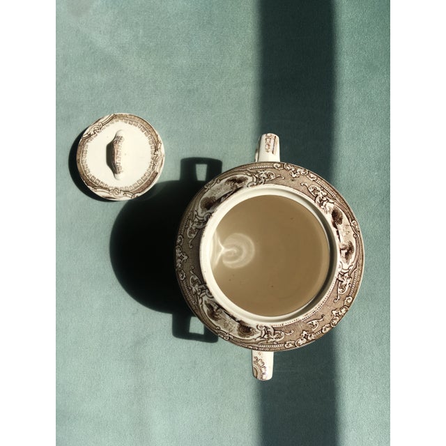 Early 20th Century Castle Scene Brown Transfer-Ware Sugar Canister For Sale - Image 12 of 13