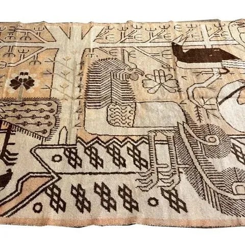 19th Century 1900s Antique Tan Rug 8'5'' X 4'10'' For Sale - Image 5 of 6