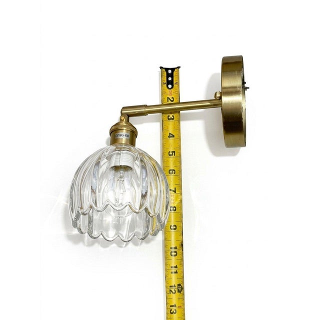 Mid 20th Century Japandi Mid-Century Modern Wall Sconce Brass Tulip Glass Shade For Sale In Pittsburgh - Image 6 of 8
