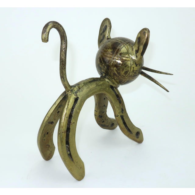 Late 20th Century Brutalist Cat Scrap Metal Art Sculpture For Sale - Image 5 of 14