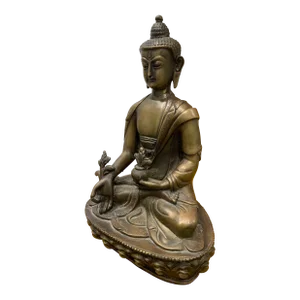 Late 19th Century Patinated Bronze Lotus Blossom Buddha