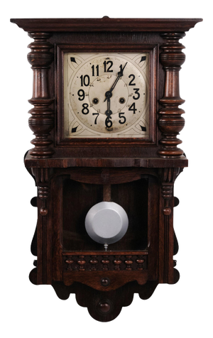Vintage Oak Wall Clock with Carved Details, 1920s