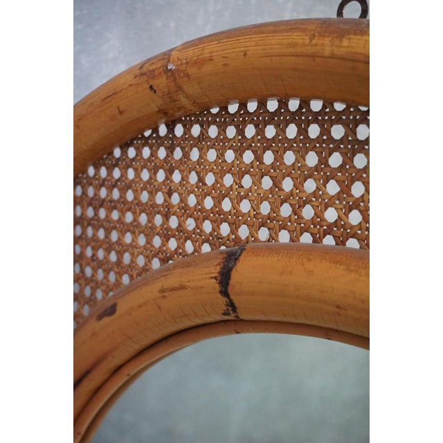 Mid-Century Italian Arch Wall Mirror in Bamboo and Woven Wicker, 1970s For Sale - Image 4 of 6