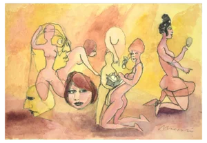 Mino Maccari, Telephone, Mixed Media Drawing, 1960s