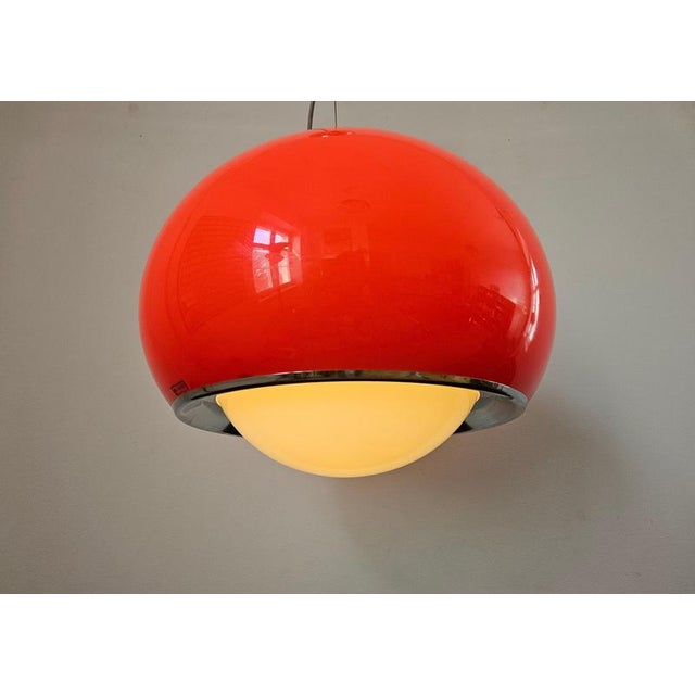 Red Large Mid-Century Modern Pendant Light by Guzzini for Meblo, 1970s For Sale - Image 8 of 13
