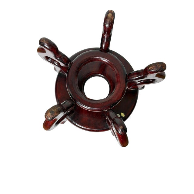 Vintage Chinese Wood Fishbowl Stand 9.5" Diameter 8.5" Tall For Sale - Image 4 of 8