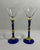 Postmodern Pair of Signed Shafaq Malik Postmodern Art Glass Martini Glasses – Cobalt Blue & Yellow For Sale - Image 3 of 6