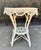 Shabby Chic Vintage White Wicker and Rattan Side Table With Scalloped Skirt For Sale - Image 3 of 15
