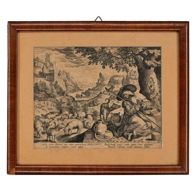Malchus of chalcis as hermit is a beautiful black and white etching ( on copper) on ivory-colored paper, realized at the...