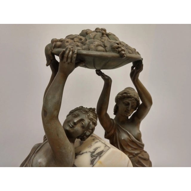 French Art Nouveau Sculpture Clock For Sale - Image 9 of 11