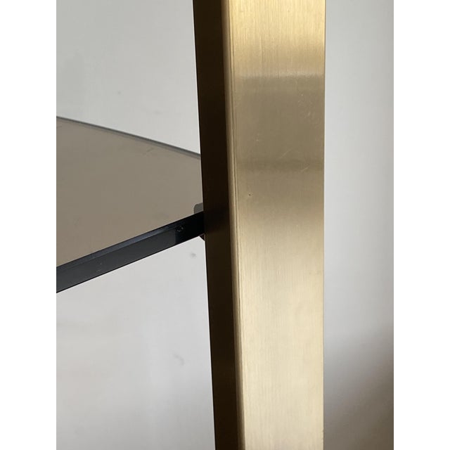 Vintage Modular Wall-Mounted Corner Display Bookcase with Glass Shelves and Gilt Metal Shelves, 1970s For Sale - Image 10 of 18
