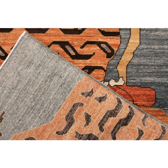 Textile Handknotted Regal Geometric Tiger Rug, Pale Blue, 9'x12' For Sale - Image 7 of 8