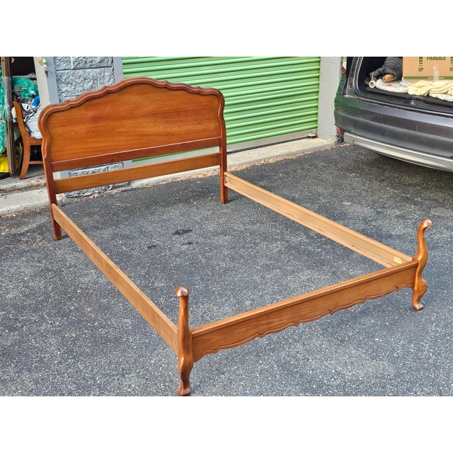 Dixie Furniture Mid Century Provincial Style Cherry Full Size Bedframe For Sale In Washington DC - Image 6 of 9