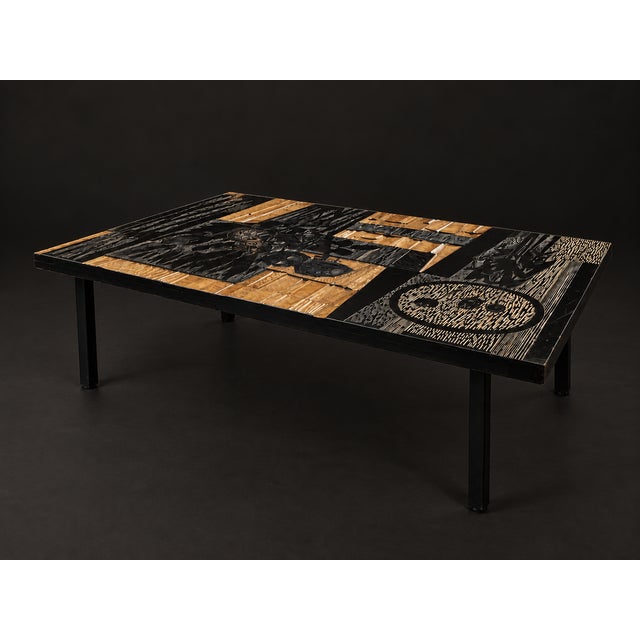 Decorative Wooden Coffee Table with Floral Motifs by Victor Cerrato, Italy, 1970s For Sale - Image 3 of 9