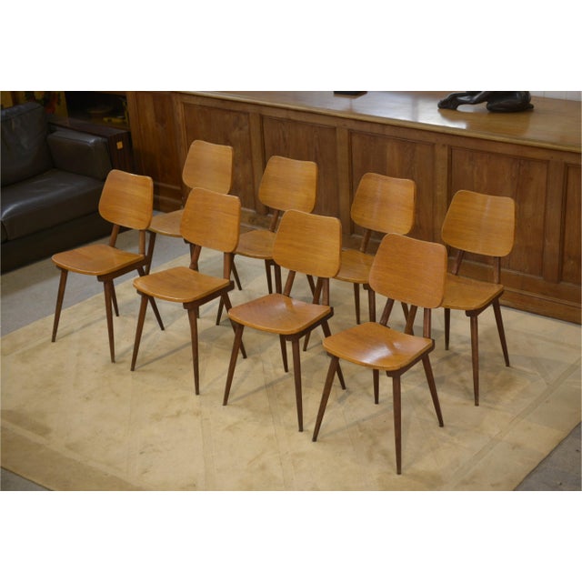 Vintage Brown Oak Chairs, 1960s, Set of 8 For Sale - Image 6 of 11