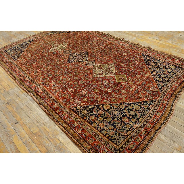 Late 19th Century Extraordinary Antique Persian Ghashgaei Rug With Three Large Central Diamond Medallions For Sale - Image 5 of 9