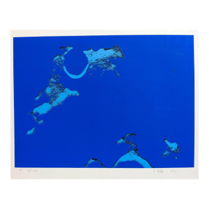 Len Gittleman, Lunar Landscape Abstract Signed Numbered Screenprint Blue