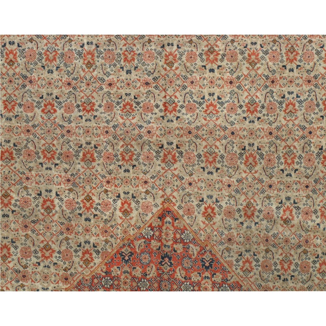 Textile Antique Tabriz Carpet, Hadji Jalili Persian Rug, Earth Tones, Ivory, Rust, Navy For Sale - Image 7 of 18