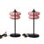 Pair of Black Onyx and Iron Base Table Lamps With Pink Glass Shades For Sale - Image 4 of 5