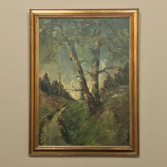 Mid 20th Century Mid-Century Framed Oil Painting on Canvas For Sale - Image 5 of 11