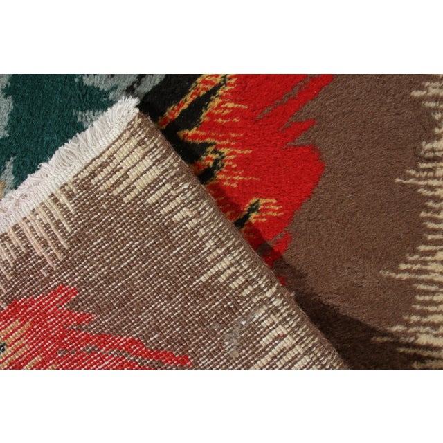 1960s Vintage 1960s Art Deco Long Rug in Red, Green, Multicolor All Over Pattern For Sale - Image 5 of 6