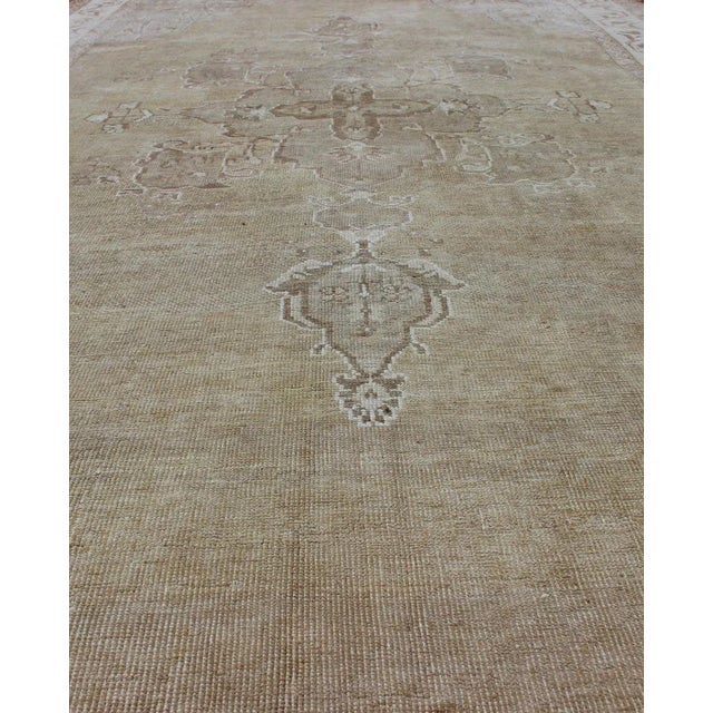 Textile Vintage Turkish Kars Rug With Light Tan Field and Soft Ivory Border 6'9 X 12'0 For Sale - Image 7 of 12