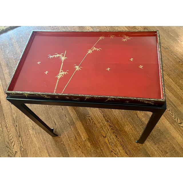 Stephen Cannell Estate: 1950s Chinese Red Lacquer Chinoiserie Accent Table For Sale In Los Angeles - Image 6 of 9