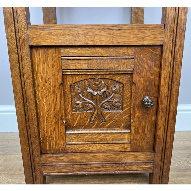 Antique French Oak Bedside Table with Marble Top For Sale - Image 9 of 12