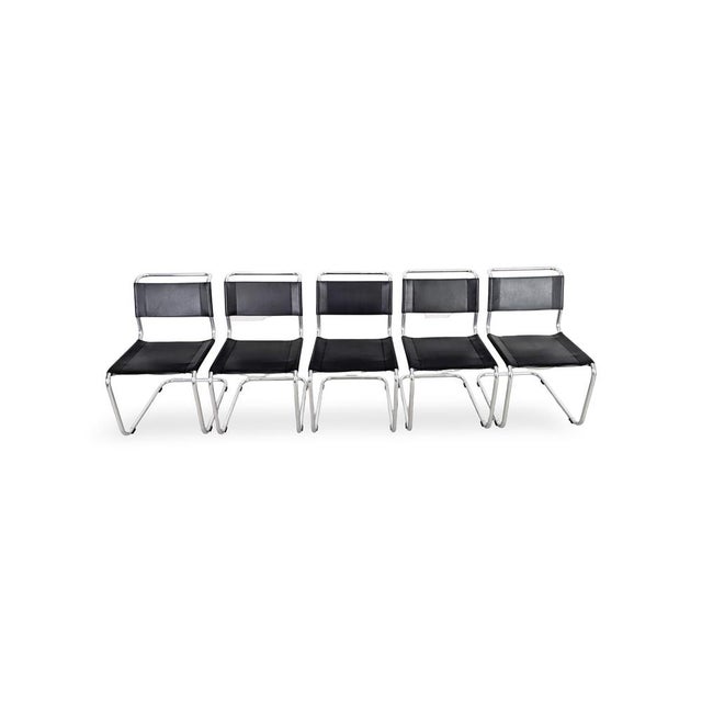 Thonet Bauhaus Cantilever Black Chairs S33 by Mart Stam for Thonet, Set of 5 For Sale - Image 4 of 11