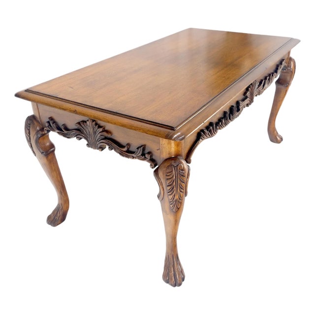 Spanish Colonial Carved Walnut 1 Drawer Writing Library Table Desk Console For Sale
