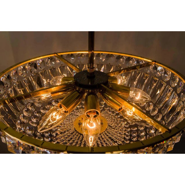 Austrian Brass & Crystal Chandelier, 1960s For Sale - Image 4 of 13