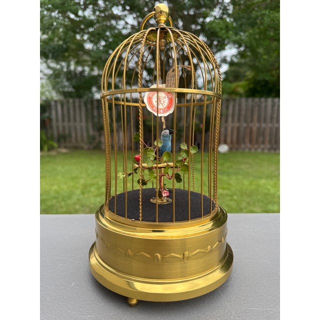 Mid-Century Modern 1950s Karl Griesbaum Made in Germany Mechanical Singing Bird Cage Automaton - New in Box For Sale - Image 3 of 17