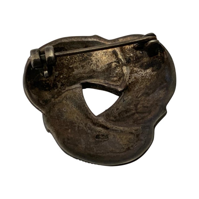 Traditional Vintage 925 Sterling Silver Marcasite Twist Open Patina Ladies Brooch Pin For Sale - Image 3 of 4