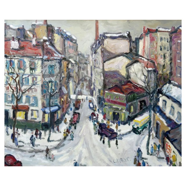 Charles Malle, Entertainment at Rue Clisson in Paris, Oil on Canvas, 1970s For Sale