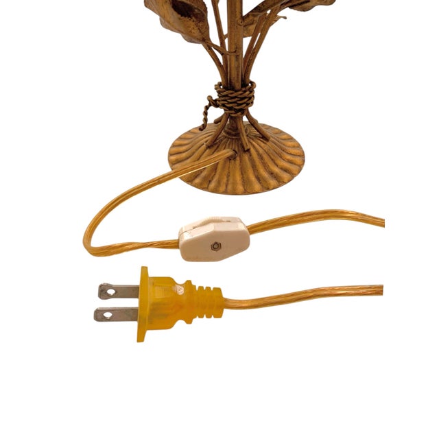 Italian Pair of Late 20th Century Table Lamp Golden Bouquet With Porcelain Flower Italian Style For Sale - Image 3 of 9