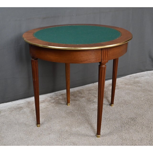 Early 20th Century Louis XVI Mahogany Half-Moon Games Table For Sale - Image 16 of 18