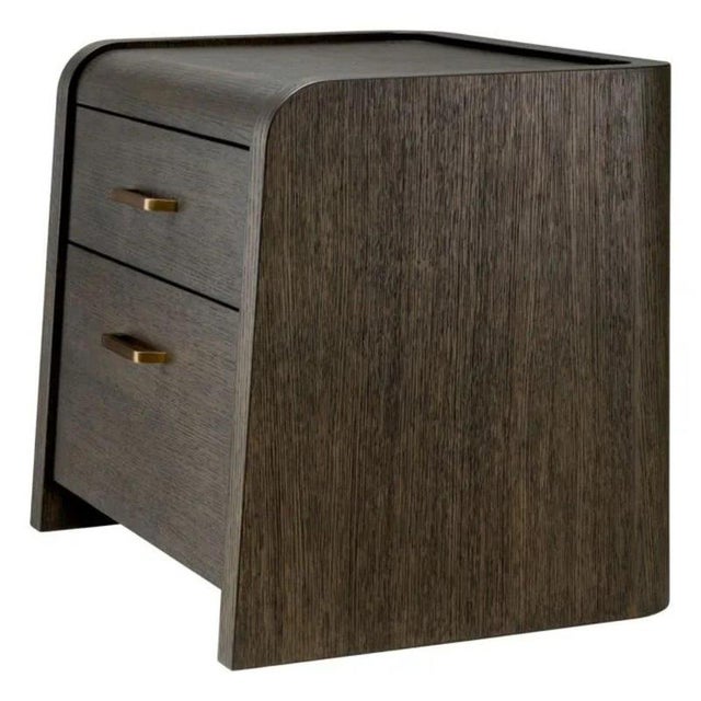 Wood Mocha Oak Veneer Nightstands, Set of 2 For Sale - Image 7 of 9