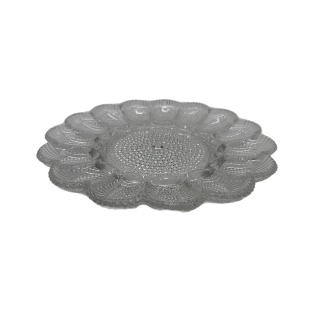 Vintage Indiana Glass Hobnail Deviled Egg / Oyster Platter With Relish Center For Sale In Miami - Image 6 of 8