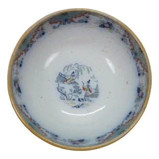 Antique Petrus Regout Maastricht Chinese Timor Pagoda Luster Serving Bowl 11" For Sale