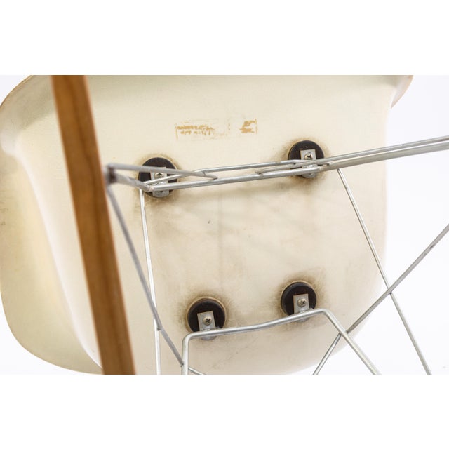 Cream Vintage Charles & Ray Eames for Herman Miller Rar Fiberglass Shell Rocking Chair For Sale - Image 8 of 9