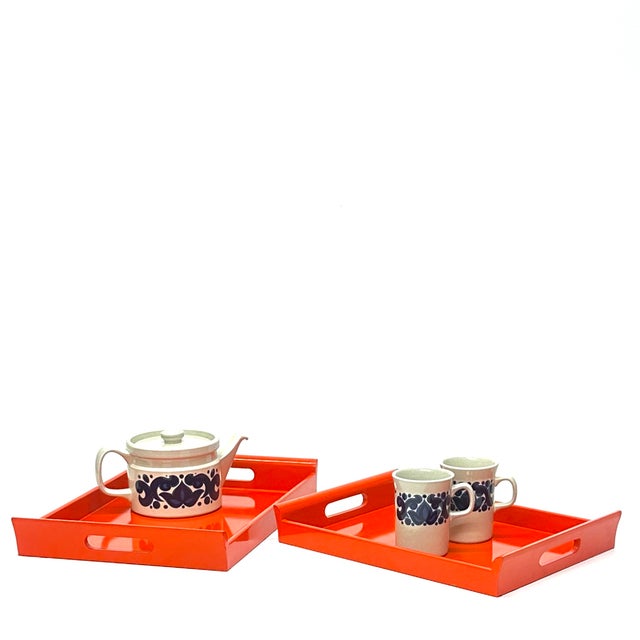 Vintage High Gloss Lacquer Red Nesting Trays - Set of 2 For Sale - Image 4 of 17