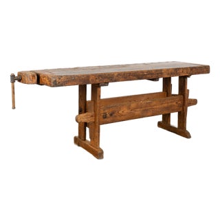 Rustic 20th Century Carpenter's Workbench Console Table For Sale