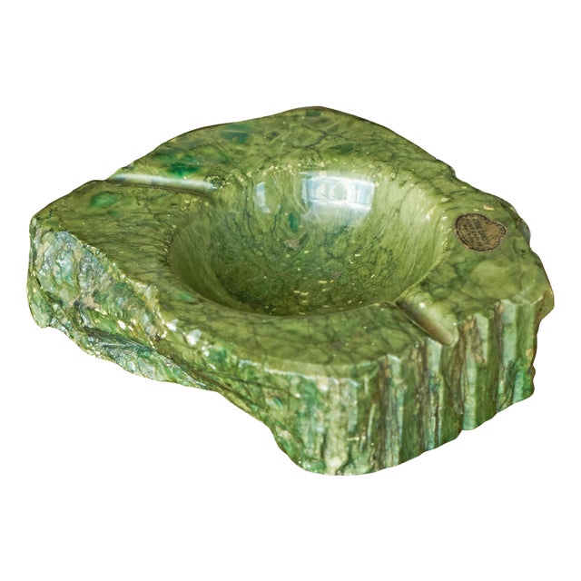 Mid-Century Modern Vide Poche in Hand Carved Green Alabaster, 1950s For Sale