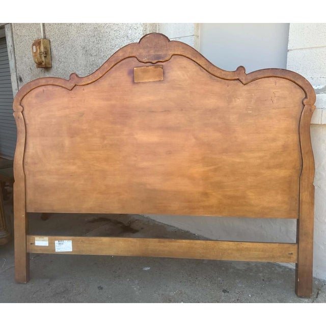 Henredon Henredon King Size French Provincial Headboard Solid Walnut With Burlwood 83” W X 70.5” H - Late 20th Century For Sale - Image 4 of 6