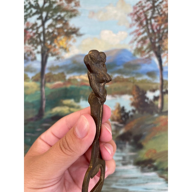 Metal Vintage Likely Cast Iron Figural Nude Double Woman Bottle Opener For Sale - Image 7 of 8