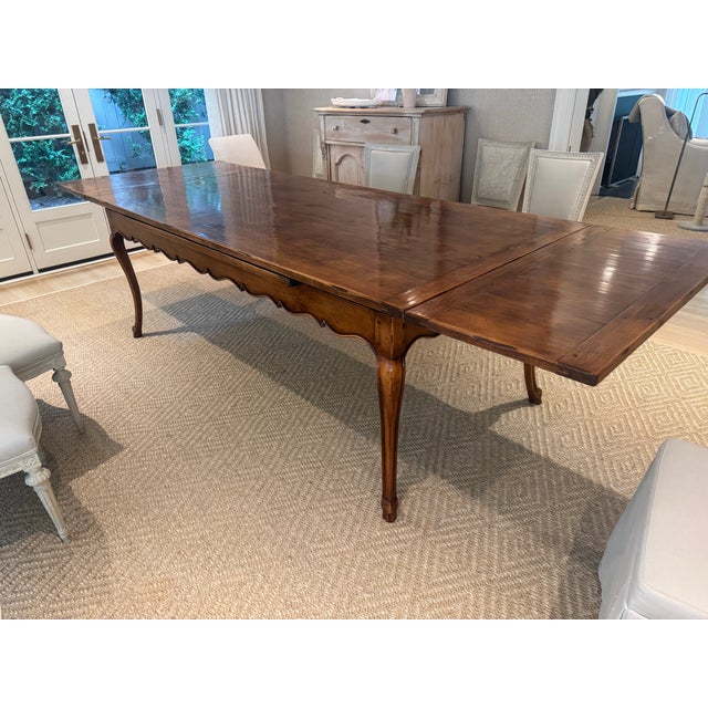 Late 20th Century Late 20th Century French Regence Provincial-Style Walnut Draw Leaf Table For Sale - Image 5 of 12