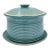 Vintage Studio Pottery Covered Berry Bowl With Lid and Drip Plate, Blue Green Ceramic Colander, Signed Handmade Produce Keeper For Sale